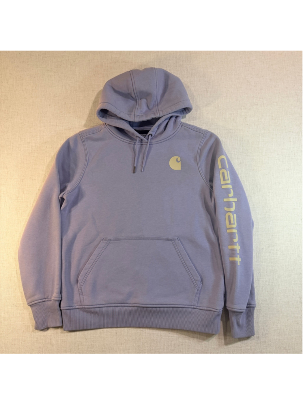 Carhartt Women’s Relaxed Fit Graphic Sleeve Pullover Hoodie Periwinkle Purple Me